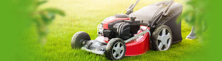 Webshop-Relaunch 2021; 01-01-02-Navigation; Job: 29936
Lawn mover on green grass in modern garden. Machine for cutting lawn.